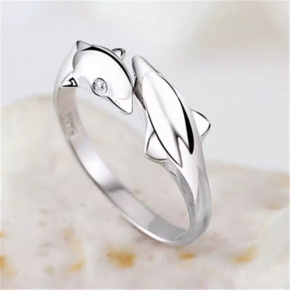 “Go With the Flow”Silver Dolphin Ocean/Surfer Ring - Picture 2 of 9